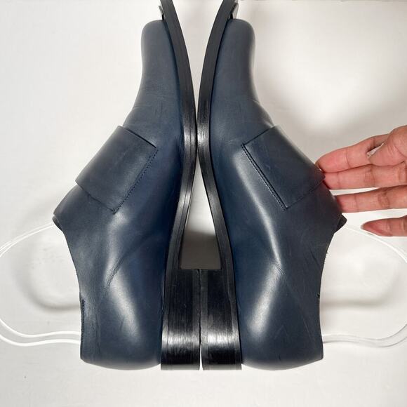 & Other Stories Metal Leather Derby Shoes Navy Cutout Made in Italy 38 US 7 - Picture 6 of 12